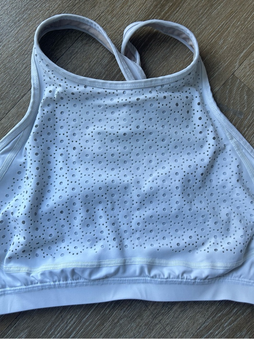 Lululemon Energy White Perforated High-Neck Sports Bra Bralette Sz 10